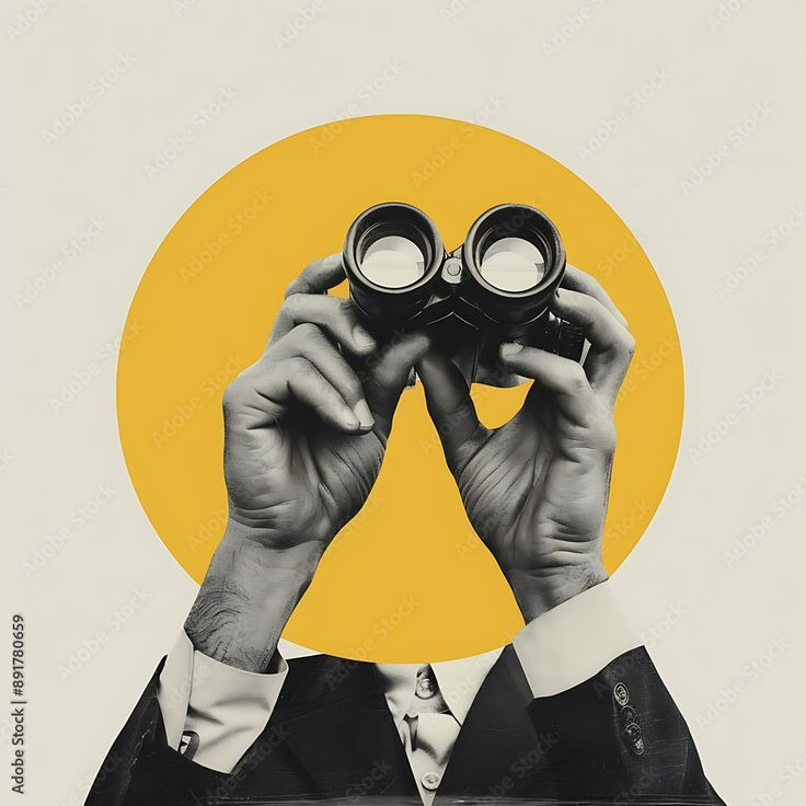 Illustration of a person looking through binoculars